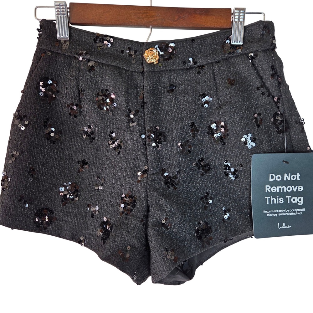 NWT Lulus‎ High Rise Tweed Shorts Sequin Embellished Party Holiday